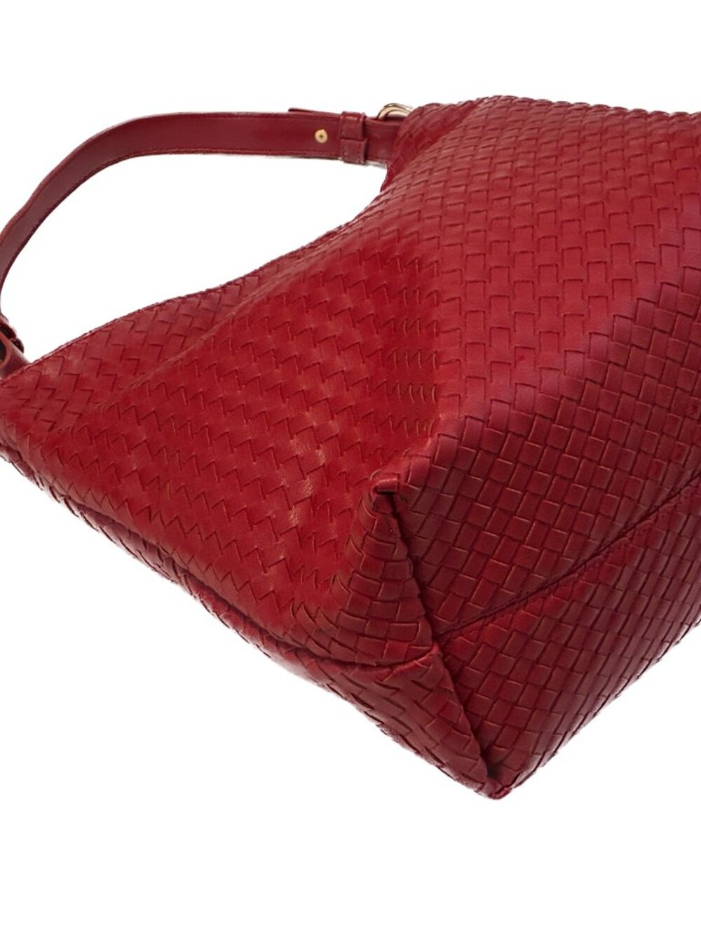 Lulu Dharma Crimson Red Woven Vegan Leather Hobo Shoulder Bag - Picture 4 of 16